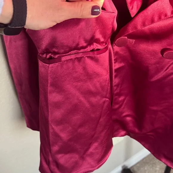 House of Harlow 1960 Satin Blazer - Burgundy - Picture 6 of 12